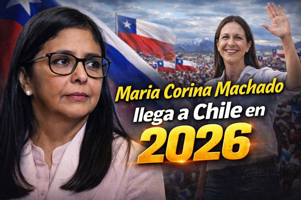 María Corina Machado llega a Chile en 2026 tras recibir el Nobel de la Paz 2025 y lidera agenda democrática regional